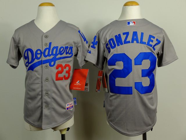 Youth Los Angeles Dodgers 23 Gonzalez Grey MLB Jerseys